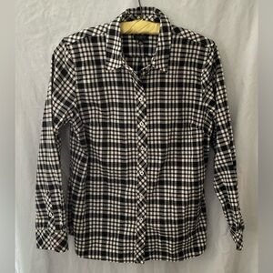 Talbots MP up down black/white check metallic thread accent